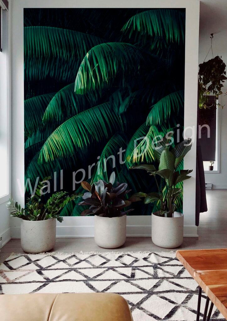 wallprintdesign, impression murale, moderne, décoration, unique, personnalisé, feuillage, salon, nature